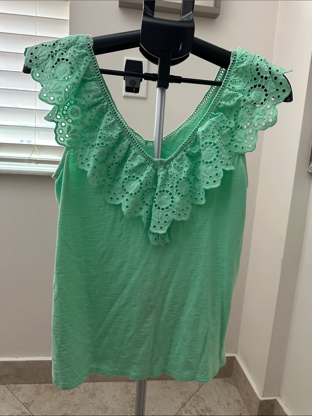 Lilly Pulitzer Mint Green Eyelet Ruffle Tank